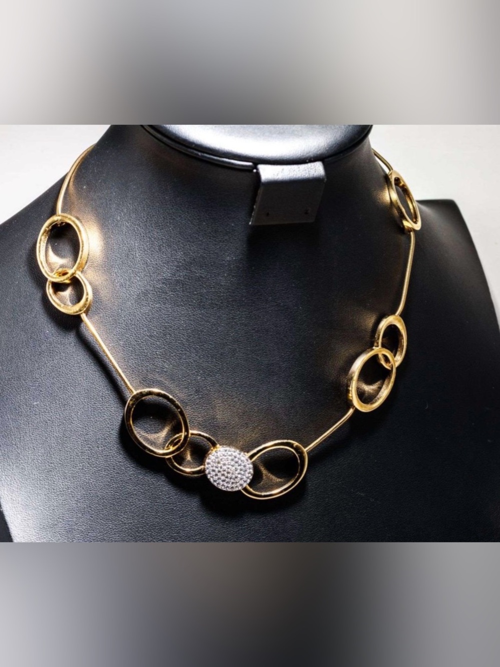 RARE FIND Swarovski Crystal Asymmetrical Circle Necklace